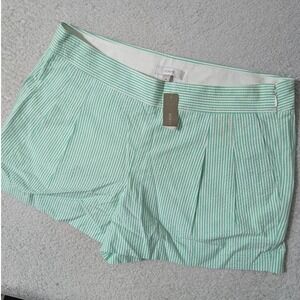 J. Crew Mint Green Striped Cotton Shorts